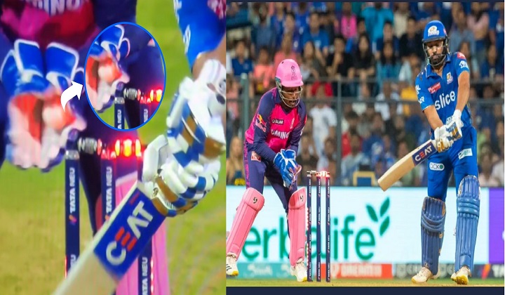 MI vs RR : रोहित के विकेट पर विवाद, फैंस बोले- गेंद ने नहीं, ग्लव्स ने आउट किया